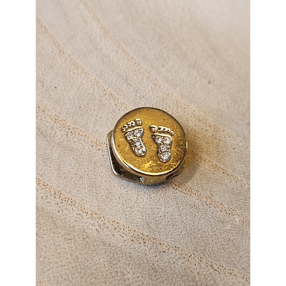 Keep Collective Baby Feet Disc Gold Tone Charm Birth Baby Keepsake Footprints